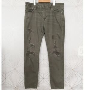 American Green AIRFLEX Athletic Skinny Fit Black Distressed Jeans 36x34 Stretch
